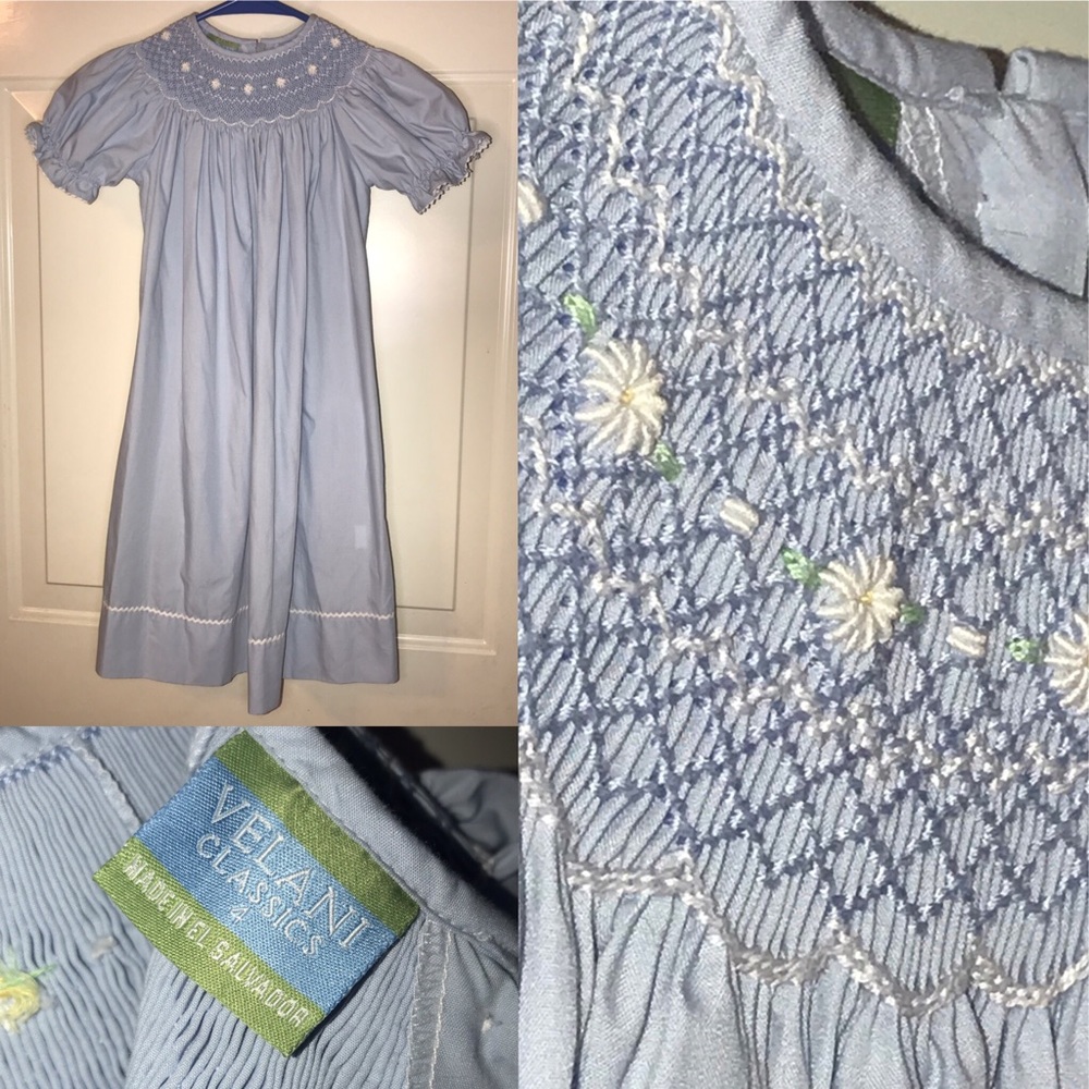 Velani Classics Long Daisy Smocked Dress
